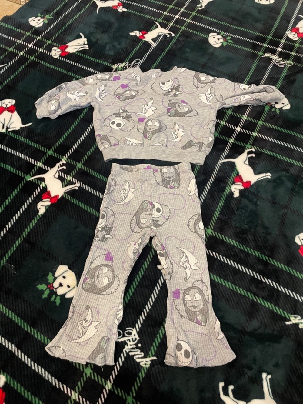 Disney Gray and Purple Halloween Character Kids Pajama Set